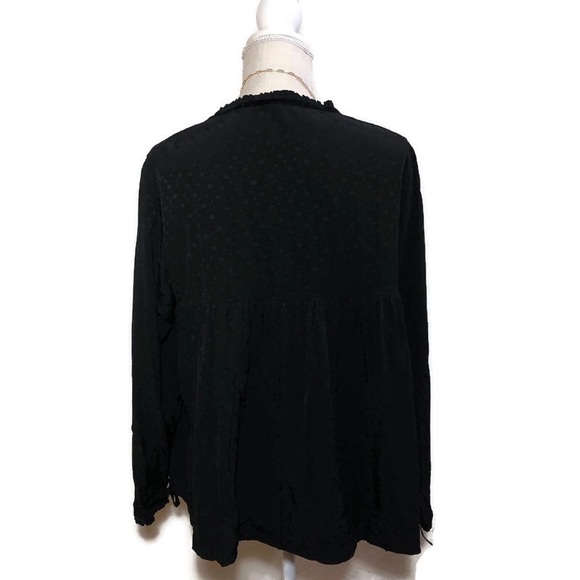 Zara Tops Black Peasant Top w/ Velvet Trim Detail - Picture 6 of 11